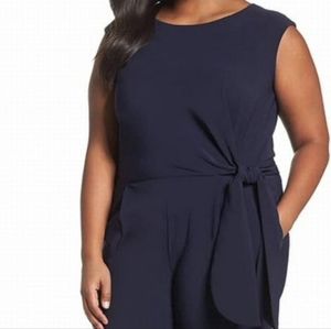 Tahari navy wide leg crop jumpsuit- 20w
